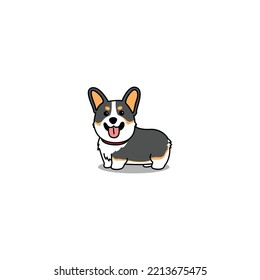 Cute corgi tricolor dog cartoon, vector illustration