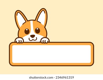Cute Corgi Vector Banner Label