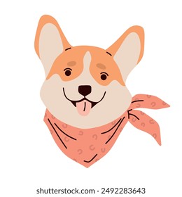 Cute corgi vector portrait. Hand drawn vector illustration isolated on white background.