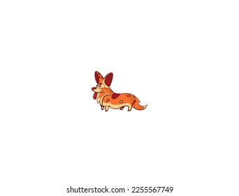 Cute corgi in a vector technique on a white background