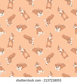 CUTE CORGIES IN SOME DIFFERENT SLEEPING MOVES FLAT PATTERN DESIGN.