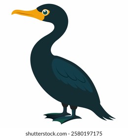 Cute cormorant bird. Suitable for educational posters, logos, children's books and encyclopedias. Children's picture. Vector illustration