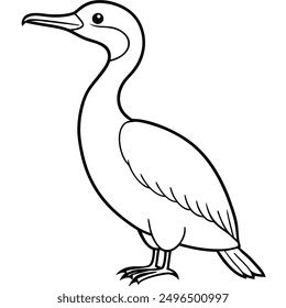 A Cute Cormorant: Charming Vector Illustration Art for Printable Graphics Design