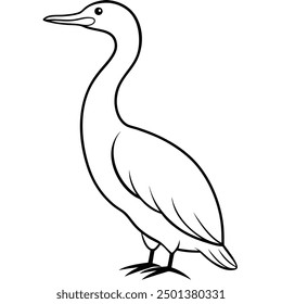 A Cute Cormorant: Charming Vector Illustration Art for Printable Graphics Design