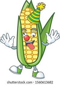 Cute corn with the character cartoon clown