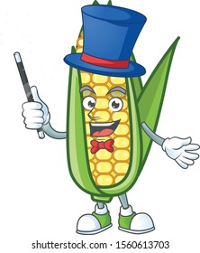 Cute corn with the character cartoon magician