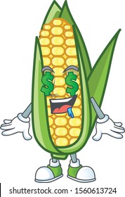 Cute corn with the character cartoon money eye