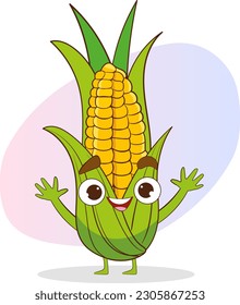 cute corn character cartoon vector