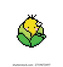 Design de arte de pixel de ilustração de personagem de milho bonito