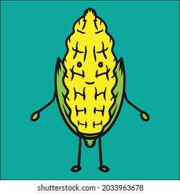 Cute Corn character mascot, editable vector file for your brand, logo, icon, or all of your graphic needs.