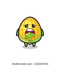 el lindo personaje de maíz con puke , diseño de estilo lindo para camiseta, pegatina, elemento logo