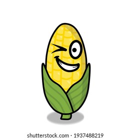 Cute corn character vector template design illustration
