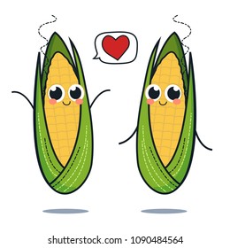 Cute corn characters. Vector set