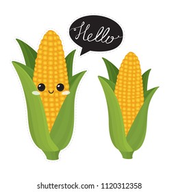 Cute  corn characters. Vector set