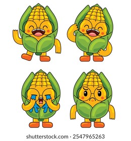 Cute Corn Fruit Character Mascot Illustration