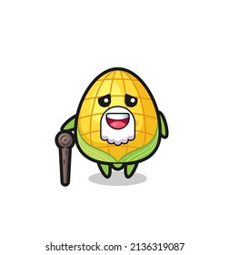 cute corn grandpa is holding a stick , cute style design for t shirt, sticker, logo element