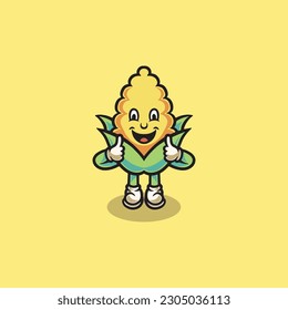 Cute corn icon cartoon illustration