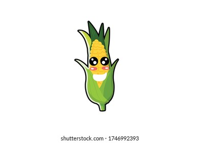 A Cute Corn Kawaii Design.