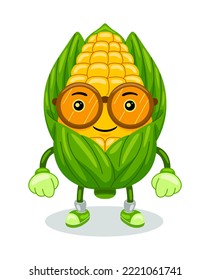 Ilustración de vectores de caracteres de mascota de maíz cúbito