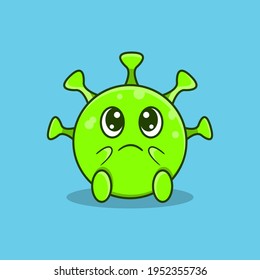 diseño vectorial de dibujos animados de virus de la corona lindo