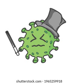 Cute Corona Virus Character Flat Cartoon Vector Template Design Illustration