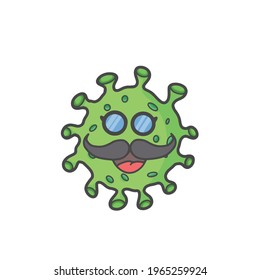 Cute Corona Virus Character Flat Cartoon Vector Template Design Illustration