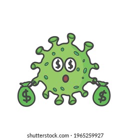 Cute Corona Virus Character Flat Cartoon Vector Template Design Illustration