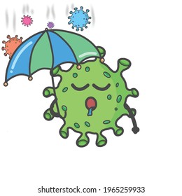 Caracteres de virus de Corona Cute Cartoon plana Vector plantilla Diseño Ilustración