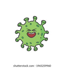Cute Corona Virus Character Flat Cartoon Vector Template Design Illustration