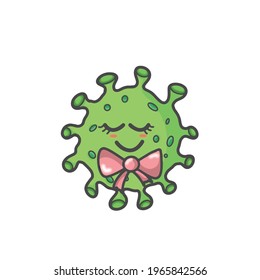 Cute Corona Virus Character Flat Cartoon Vector Template Design Illustration