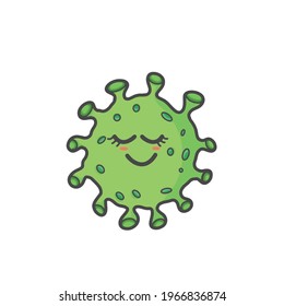 Cute Corona Virus Character Flat Cartoon Vector Template Design Illustration