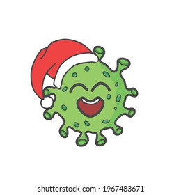 Cute Corona Virus Character Flat Cartoon Vector Template Design Illustration