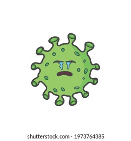 Cute Corona Virus Character Flat Cartoon Vector Template Design Illustration