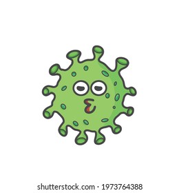 Cute Corona Virus Character Flat Cartoon Vector Template Design Illustration