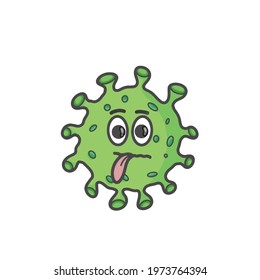 Cute Corona Virus Character Flat Cartoon Vector Template Design Illustration