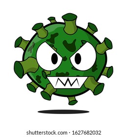 Cute corona virus illustration vector design, 2019nCoV cartoon on white background