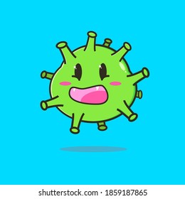 cute corona virus was scared. cute concept virus symbol. flat design vector of corona virus