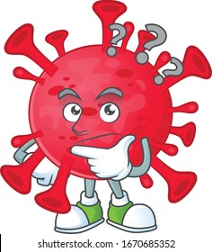 Cute coronavirus amoeba cartoon character using a microphone