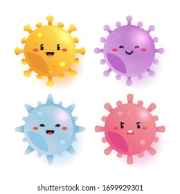 Cute Coronavirus Characters. modern flat style cartoon character illustration