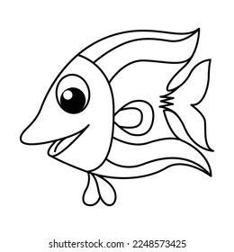Dibujo vectorial de personajes de dibujos animados de peces de corral. Para los niños coloreando el libro.