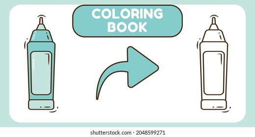 Cute correction pen hand drawn cartoon doodle coloring book for kids