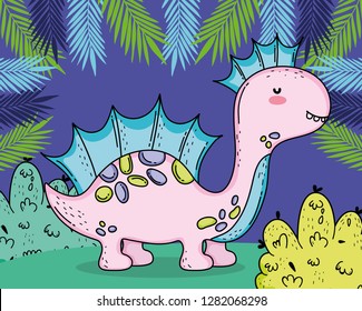 cute corythisaurus prehistoric wildlife with plants