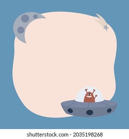 Cute cósmico un marco de manchas en un sencillo estilo dibujado a mano.Plantilla para tu texto o foto. Ideal para tarjetas, invitaciones, fiestas, kindergarten, preescolar y niños