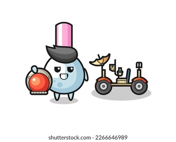 the cute cotton bud as astronaut with a lunar rover , cute style design for t shirt, sticker, logo element