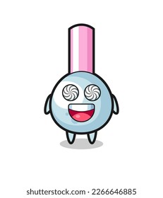 personaje de bastón lindo con ojos hipnotizados, diseño de estilo lindo para camiseta, pegatina, elemento logo