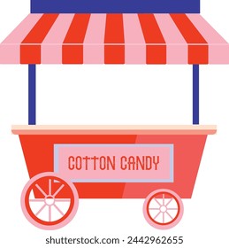 Cute cotton candy cart vector illustration