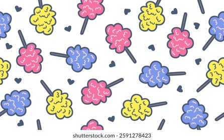 Cute cotton candy pattern background vector design