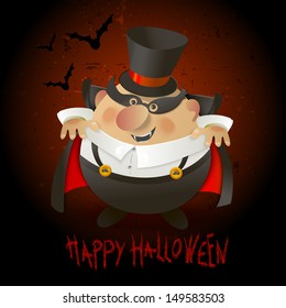 Cute Count Dracula.  Halloween design background.