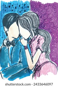 Cute Couple Abstract Vector Graphic