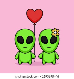 Cute of couple aliens fall in love